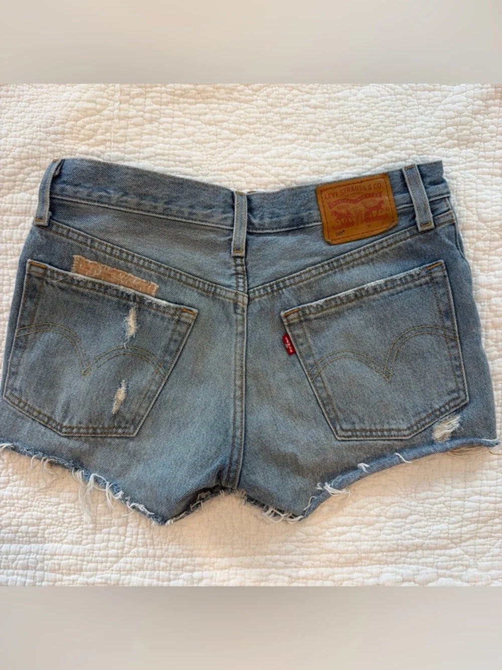 Levi’s Patchwork 501 denim shorts